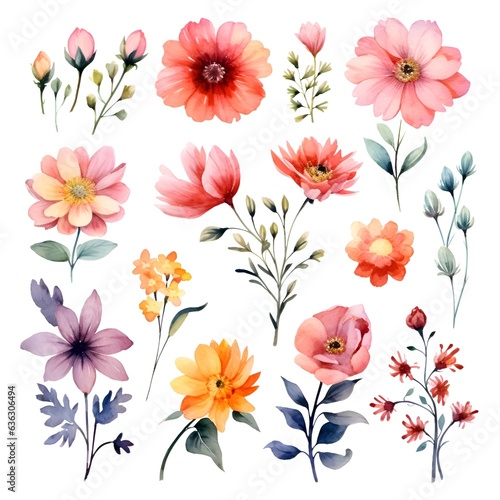 Wallpaper Mural Watercolor garden flower illustration set isolated on white background. Botanic, floral element collection for greeting card, invitations, wedding, birthday designs Torontodigital.ca