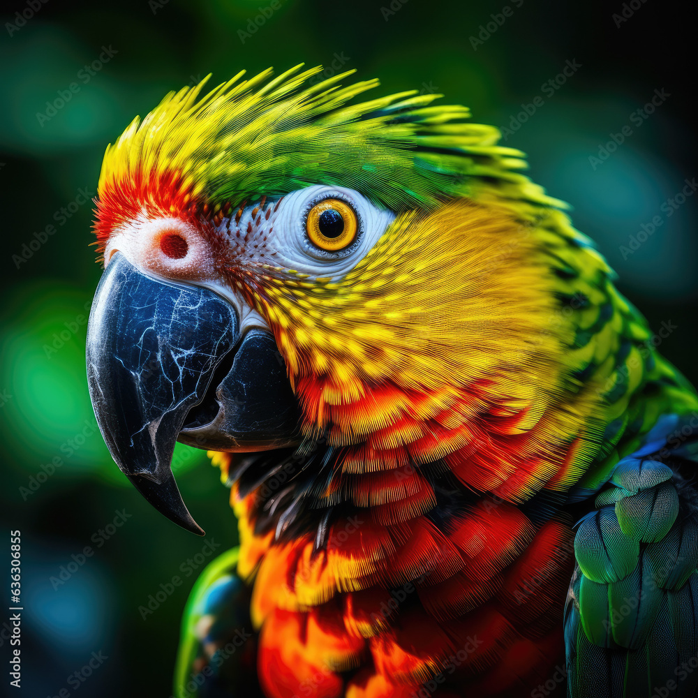 Stunning Parrot Wildlife Portrait Created with Generative AI Stunning Parrot Wildlife Portrait Created with Generative AI