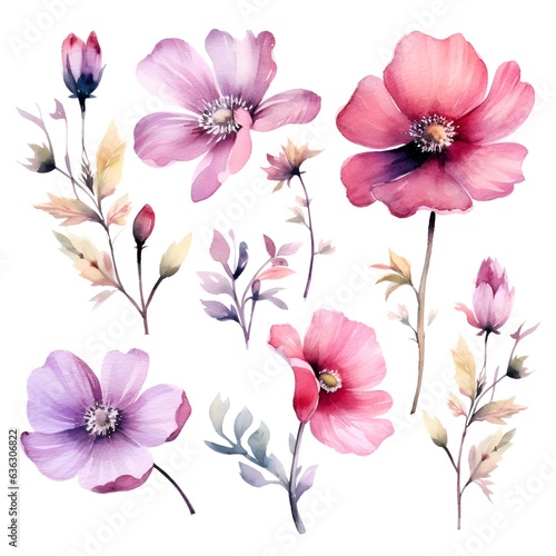 Wallpaper Mural Watercolor garden flower illustration set isolated on white background. Botanic, floral element collection for greeting card, invitations, wedding, birthday designs Torontodigital.ca