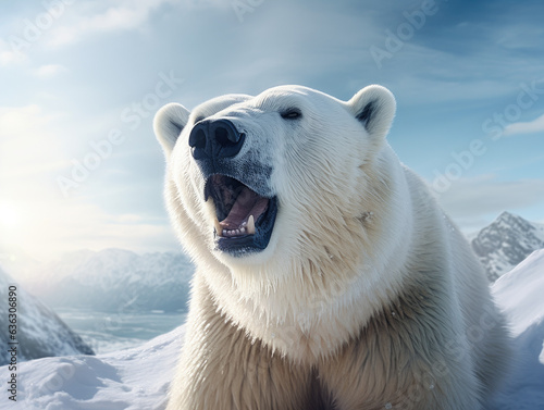 Arctic Majesty: Striking Portrait of a Polar Bear in the Wild Created with Generative AI 