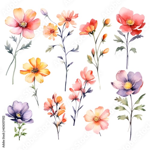 Wallpaper Mural Watercolor garden flower illustration set isolated on white background. Botanic, floral element collection for greeting card, invitations, wedding, birthday designs Torontodigital.ca