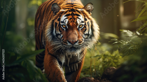 Stunning Tiger Close-Up Portrait in Natural Habitat Created with Generative AI  © JJS Creative
