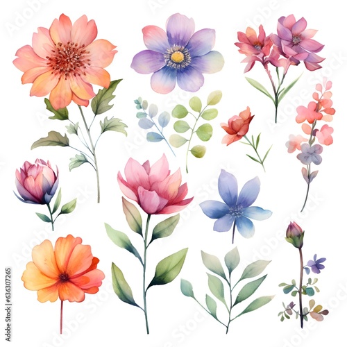 Wallpaper Mural Watercolor garden flower illustration set isolated on white background. Botanic, floral element collection for greeting card, invitations, wedding, birthday designs Torontodigital.ca