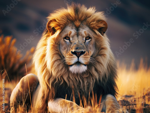 Majestic Portrait of a Lion in the Wild Created with Generative AI