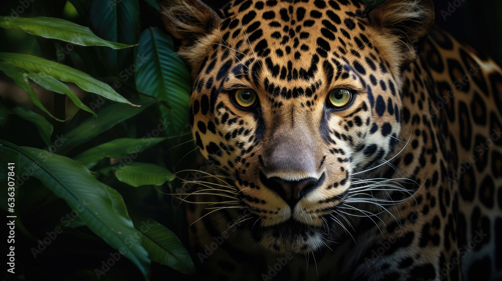 Majestic Jaguar Portrait in Natural Habitat Created with Generative AI Majestic Jaguar Portrait in Natural Habitat Created with Generative AI