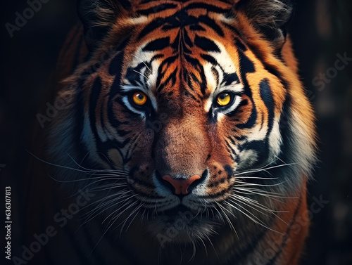 Stunning Tiger Close-Up Portrait in Natural Habitat Created with Generative AI 