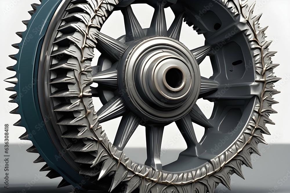 A complex yet elaborately designed arrangement of silver gears of cogwheels