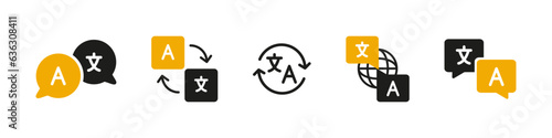 Translation icon. Interpreter sign. Translate vector set.
