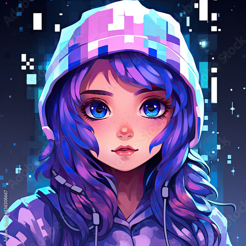 Female Pixel Art Virtual Avatar Created with Generative AI