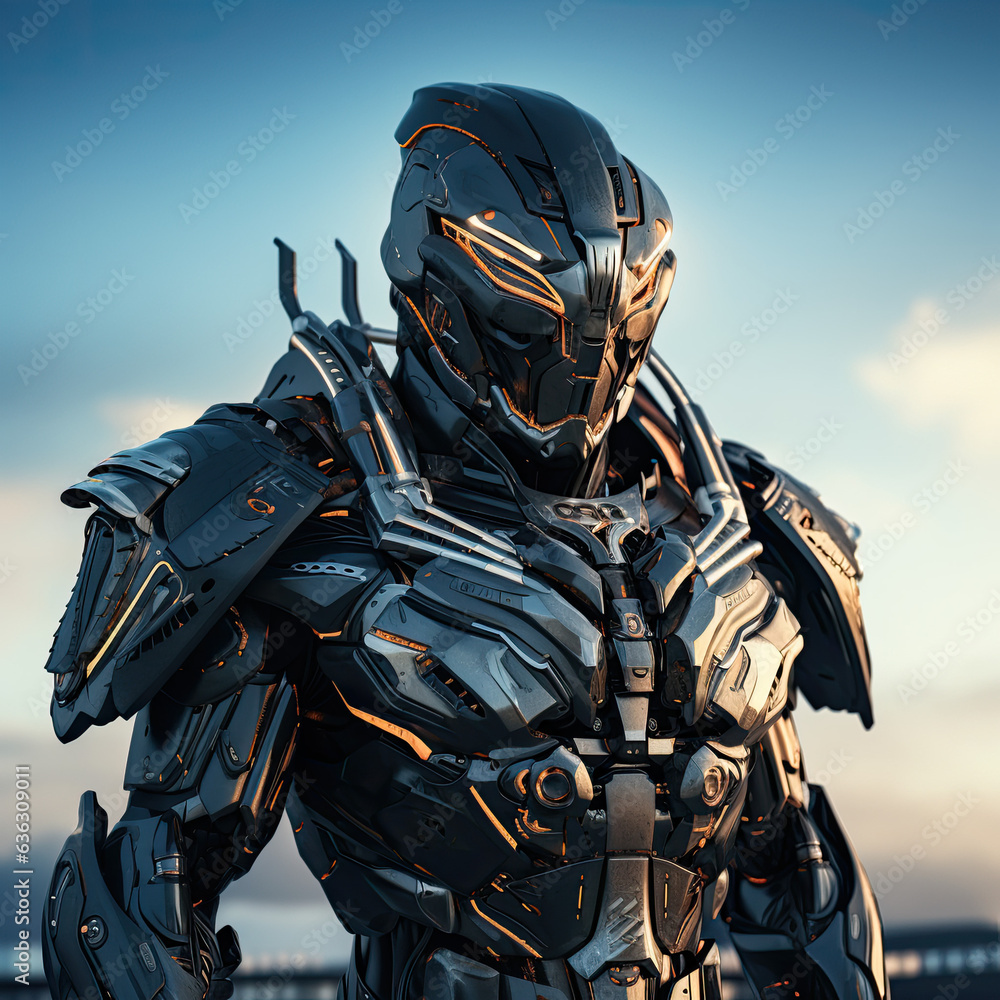 Futuristic Warrior in High-Tech Armor Created with Generative AI Futuristic Warrior in High-Tech Armor Created with Generative AI