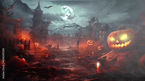 halloween pumpkin night scary animation looping video animated background