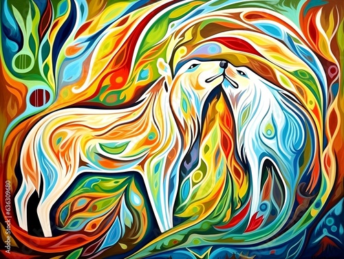 wolf and the spirit of nature native art painting