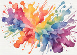Abstract colorful rainbow color painting illustration - watercolor splashes, isolated on transparent background