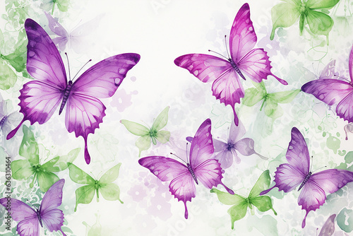 Wallpaper Mural background with butterflies. Beautiful watercolor background with butterflies. Hand-drawn illustration.
 Torontodigital.ca