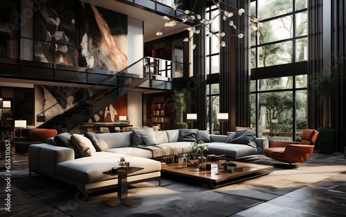 Interior Design for the Living Room. Generative AI © Muhammad