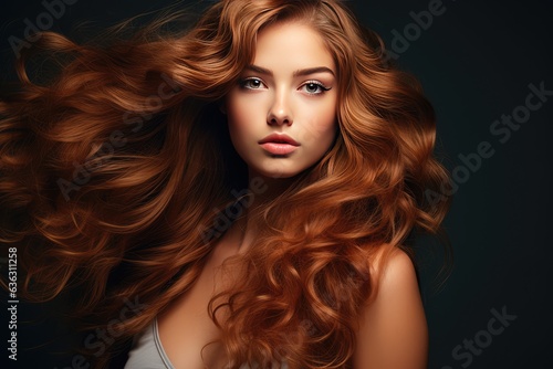 Beautiful model girl with Wavy hair. Care and beauty hair products