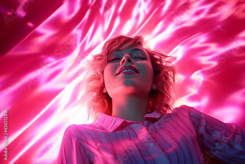 ecstasy  portrait of a girl on a neon background