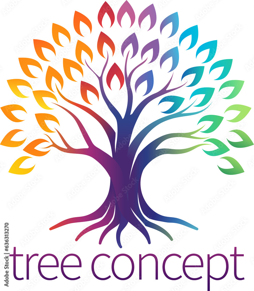 Fototapeta premium Rainbow Tree Abstract Stylised Concept Design Icon