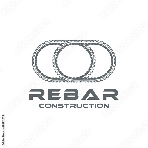 rebar concrete construction logo design. reinforcing steel, cast iron reinforcement