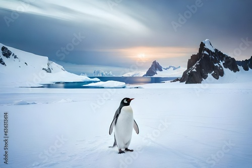 penguin on iceberg generated by AI