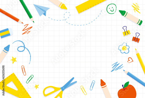 vector background with a set of back to school icons for banners, cards, flyers, social media wallpapers, etc. © mar_mite_