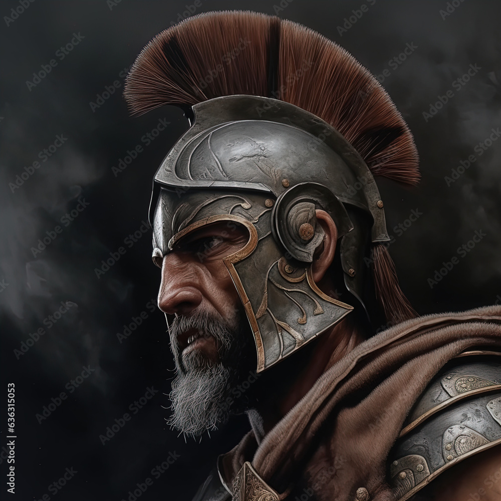 Portrait of angry spartan