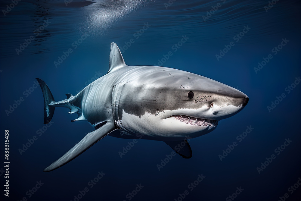 Great white shark hunting for prey Great white shark hunting for prey