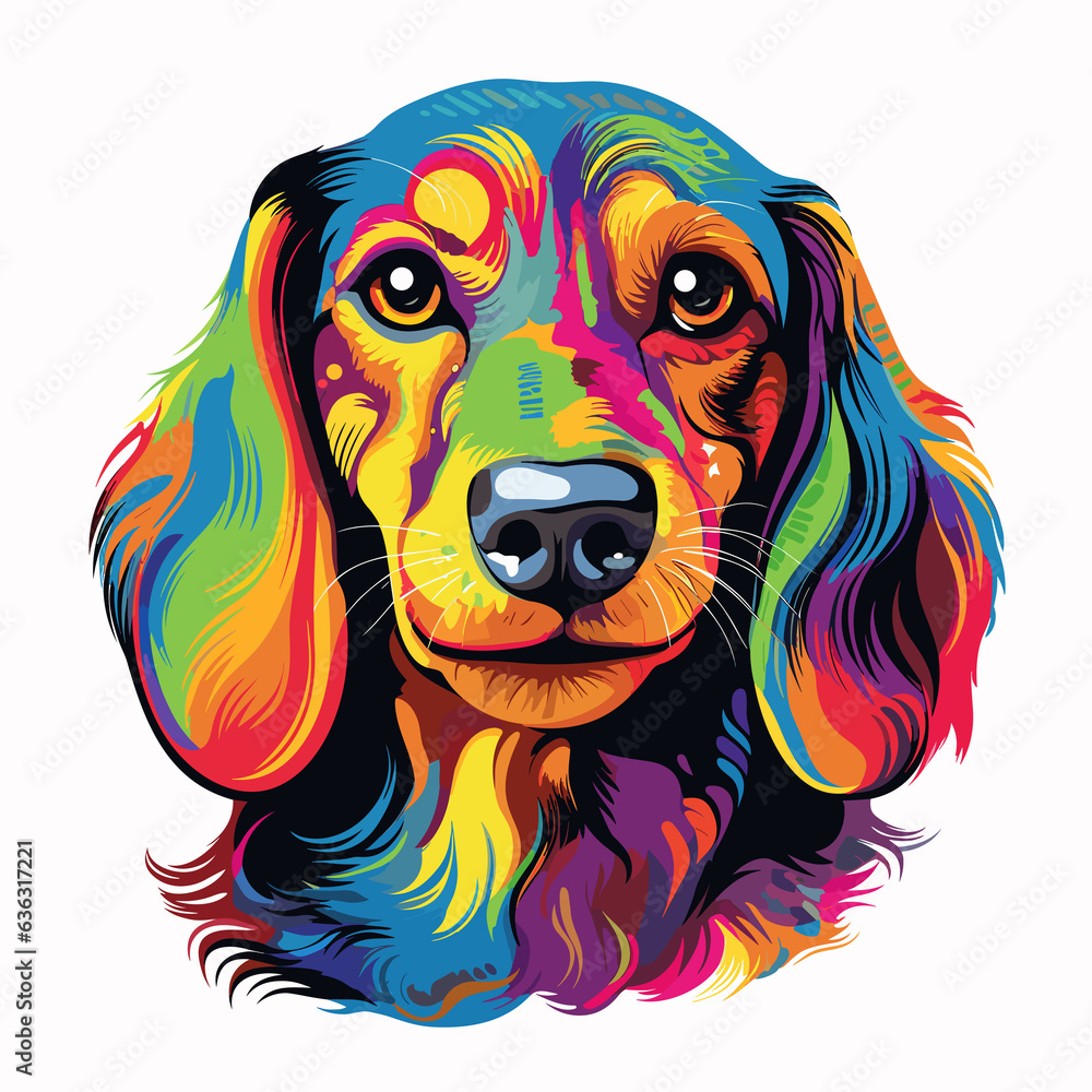 Cute happy dachshund in vector pop art style