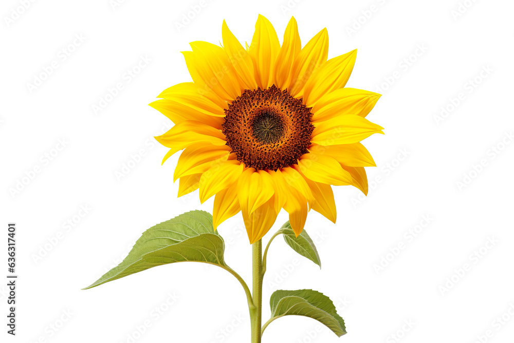 A sunflower on a white background isolated PNG