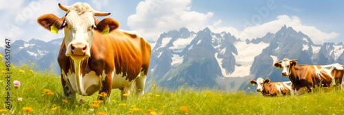Berglandschaft mit einer Kuh, generiert mit kI