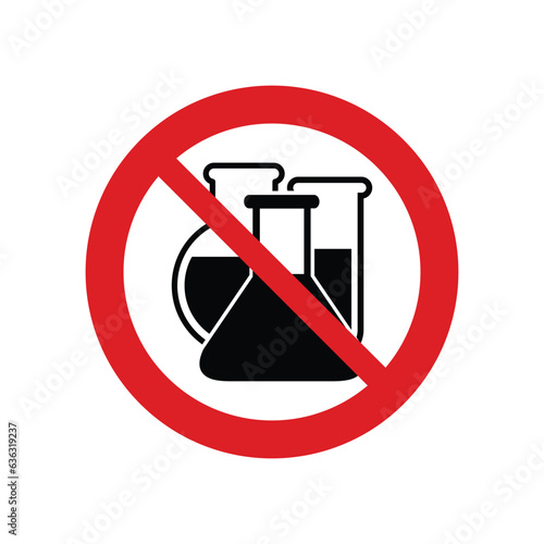 No chemical. chemicals free vector sign. No GMO vector icon. The red circle prohibiting sing 
