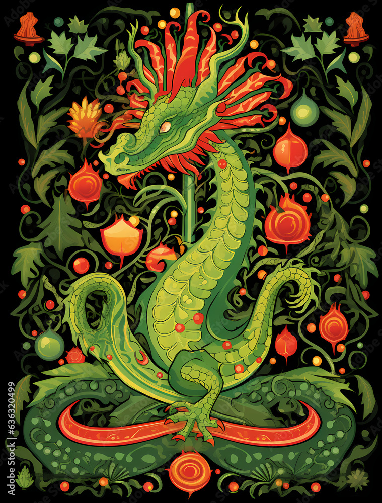 Green dragon 2024 year symbol, Generative AI