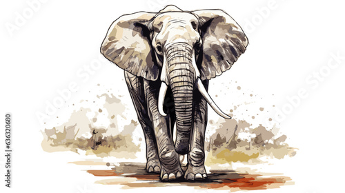 Big elephant drawing vector