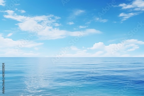 Serene seascape with clear horizon and sky. Natural beauty at peace. Generative AI