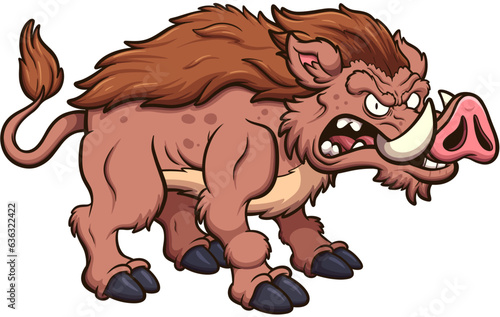 Cartoon Wild Boar. Vector clip art illustration with simple gradients.