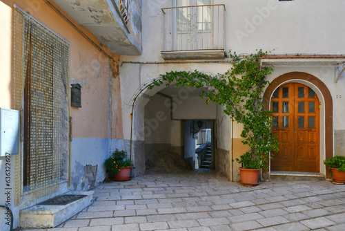 A characteristic street of Civitanova del Sannio, a medieval village in the Molise region, Italy.