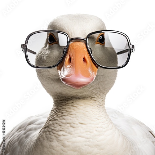 close-up of Goose with sunglasses on white background © HandmadePictures
