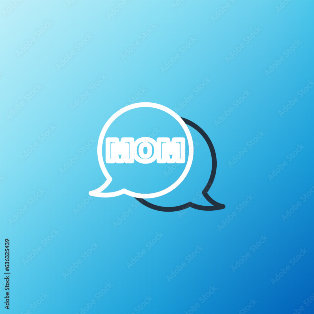 Line Speech bubble mom icon isolated on blue background. Happy mothers day. Colorful outline concept. Vector Line Speech bubble mom icon isolated on blue background. Happy mothers day. Colorful outline concept. Vector