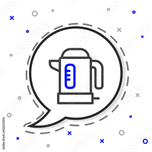 Line Electric kettle icon isolated on white background. Teapot icon. Colorful outline concept. Vector