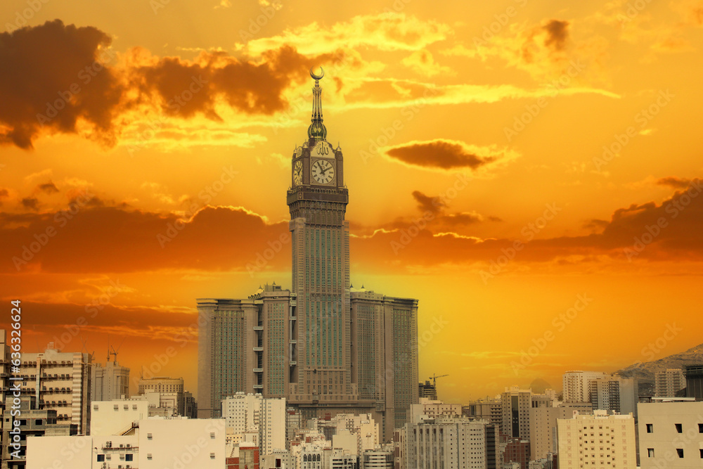 Royal Clock Tower Makkah in Makkah, Saudi Arabia. The tower is the ...