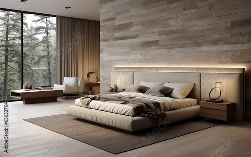 Contemporary Bedroom Interior Design Luxurious Home Bedroom. Generative AI © Muhammad