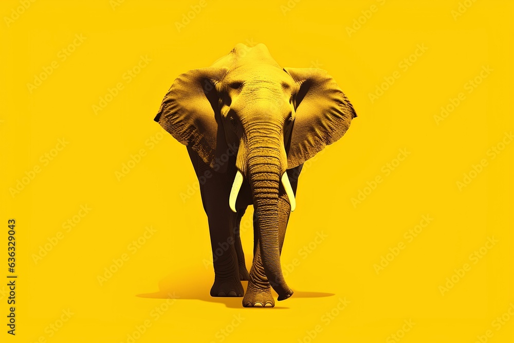 elephant on a yellow background made by midjeorney