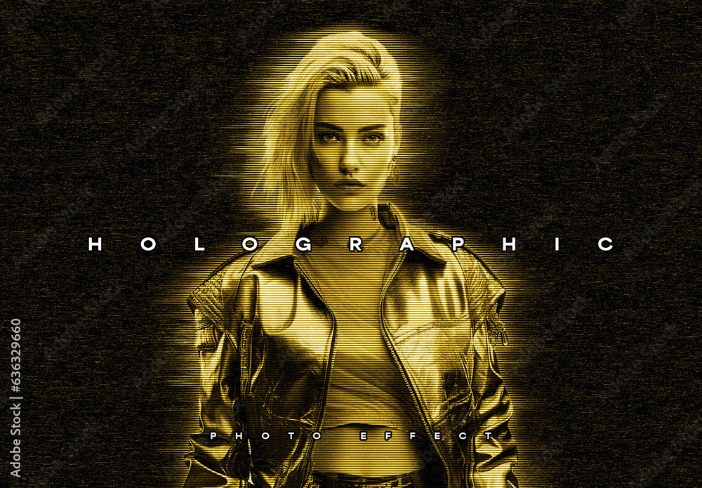 Hologram Photo Effect Mockup with Generative AI Stock Template | Adobe ...