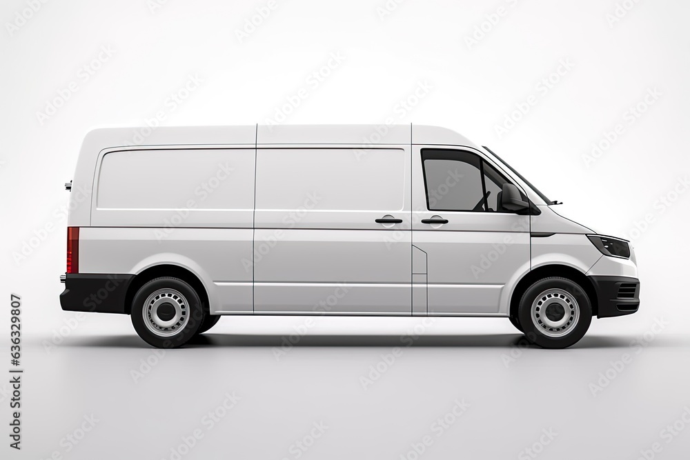 Business van on a white background, branding. Generative ai.