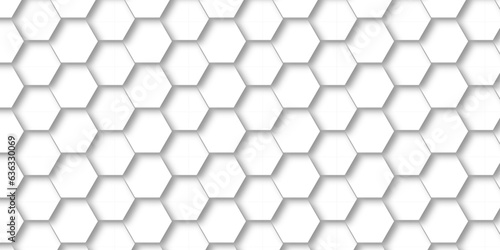Fototapeta Naklejka Na Ścianę i Meble -  Seamless pattern Background Abstract hexagons. 3d Hexagonal structure futuristic white background and Embossed Hexagon , honeycomb white Background ,light and shadow ,Vector.