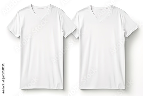 beige t-shirt mockup front and back isolated on white background with clipping path.
