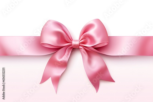 Pink satin bow on white background