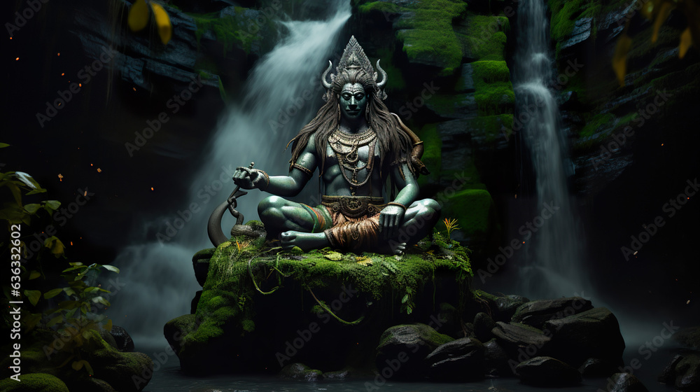 Ancient Hindu God Shiva - obrazy, fototapety, plakaty 