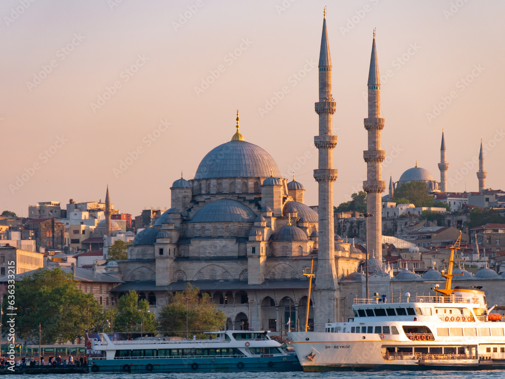 Fototapeta premium Rüstem Pasha Mosque, Istanbul, Turkey, during sunset - Landscape Shot