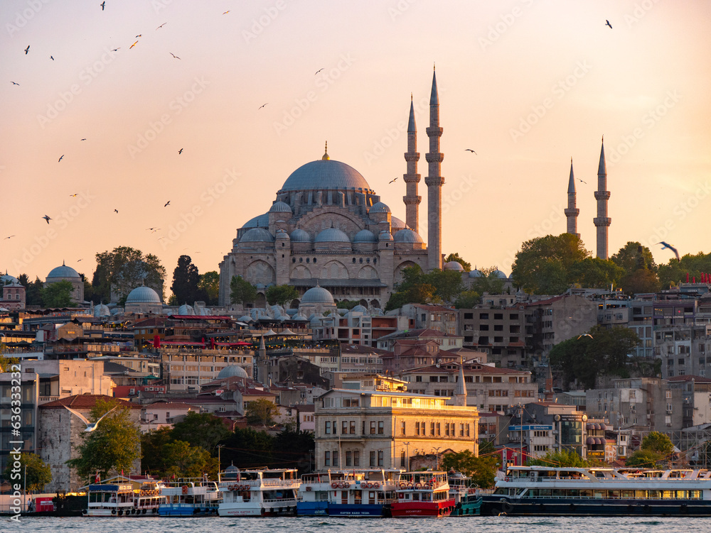 Fototapeta premium Yeni Cami Mosque, Istanbul, Turkey during Sunset